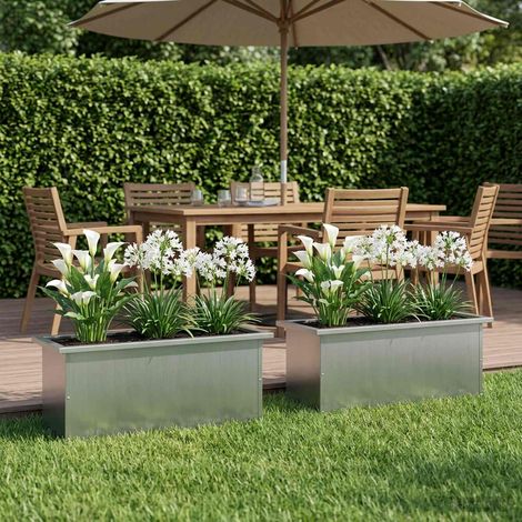 vidaXL Jardinera para jardín con luces LED 2 uds. Plateado (1/5)