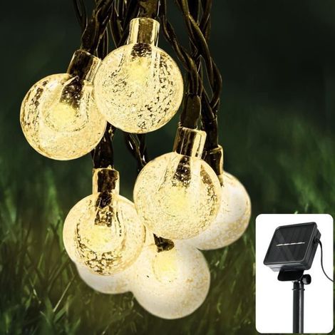 Guirlande lumineuse solaire d'extérieur - 30 LED - 6m - Timer - blanc chaud  Guirlande led solaire d'extérieur  Décoration (T) (1/4)
