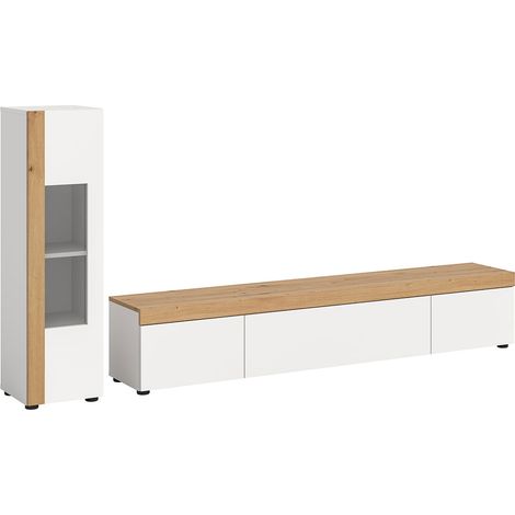 Ruda Regal System 2 Teile hängend oder stehend weiß, Eiche Dekor.