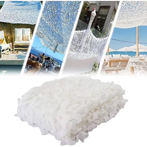 1x Filet de camouflage, Polyester 210D, Double couche, Blanc, Chasse Jardin Terrasse (1/5)