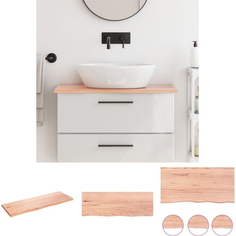 The Living Store Waschtischplatte Hellbraun 80x30x2 cm Massivholz Behandelt -  Arbeitsplatten (1/5)
