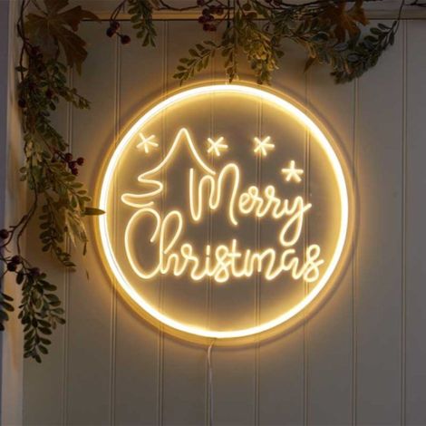 40cm USB Powered Light up Merry Christmas Neon Sign in Warm White