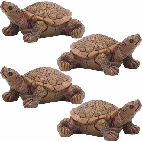 Figurine Tortue Miniature - Résine - Pour Jardin Féerique et Plantes Succulentes - Lot de 4 (1/5)
