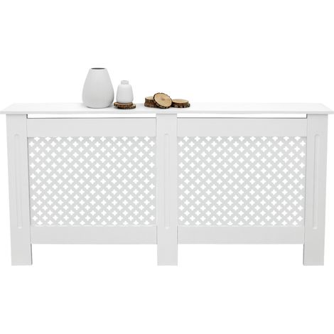 ECD Germany Heizkörperverkleidung mit Wabenmuster 152x19x82 cm Weiß aus MDF lackiert für Schlafzimmer Wohnzimmer Heizungsverkleidung Heizkörperabdeckung Heizungsabdeckung Heizung Heizkörper Abdeckung (1/5)