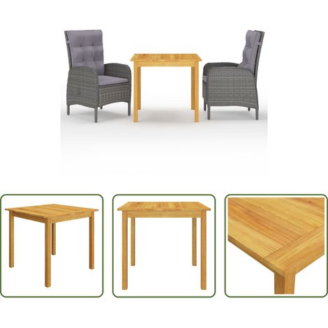 vidaXL Salle à manger extérieur - Ensemble à manger de jardin 3 pcs Gris (1/5)