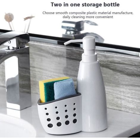 Distributeur Liquide - 2 En 1 Avec Réservoir De Rangement - Pour Cuisine Et Salle De Bain - 1 Pièce (1/4)