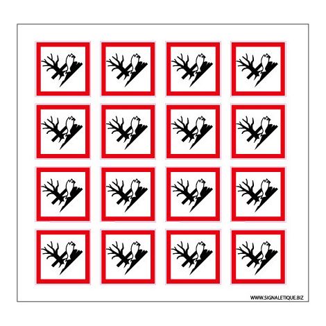 Planche de Pictogrammes RISQUES POUR L'ENVIRONNEMENT (SGH09PL) - Planche de 4 adhésifs - 75 x 75 mm