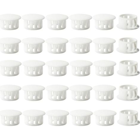 Embouts d’insertion ronds avec système de verrouillage pour tubes de support – 16 mm, 30 pièces, blancs – pour clôtures, meubles et structures modulaires