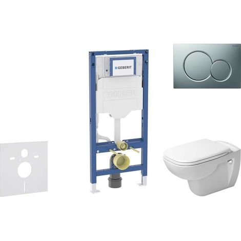 Geberit Duofix - Set Vorwandelement, D-Code-WC mit Softclose-Sitz und Sigma01-Betätigungsplatte, Chrom matt SANI11CP2102 (1/5)