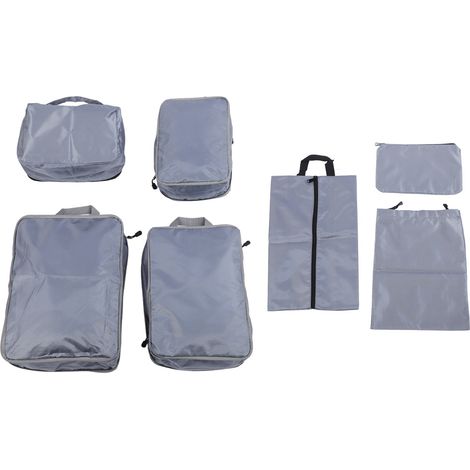 Set mit 7 komprimierbaren Aufbewahrungswürfeln aus Polypropylen-Polyester, leicht und einfach zu verstauen, für Koffer oder Reisen (grau). (1/5)