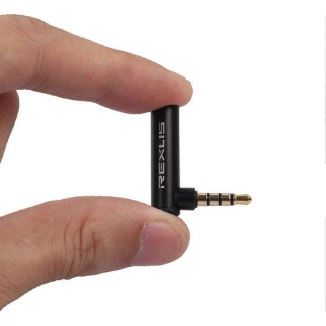 Adaptateur REXLIS 1PC 3,5 mm mâle vers femelle coudé à 90° pour microphone audio stéréo (1/5)