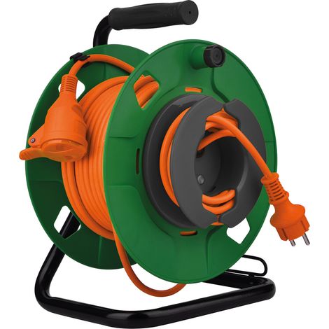 Zenitech – Enrouleur électrique 35m 16A 2P+T – Protection thermique IP44 – Câble H05VVF 3G1.5mm² – Pour tondeuses et nettoyeurs haute pression