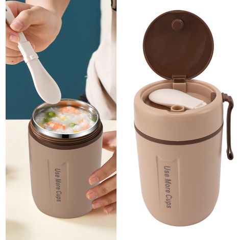 Gourde isotherme pour enfants, résistante aux hautes températures, portable, en acier inoxydable 304 de qualité alimentaire, élégante, avec couvercle, couleur kaki, idéale pour le petit-déjeuner des é (1/5)