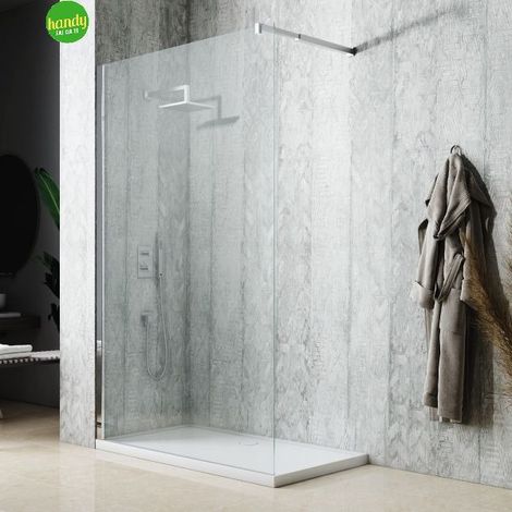 Lato doccia walk-in con barra stabilizzatrice Gange Silqua by Mobo trasparente spess. 8mm h 195 x 140 cm