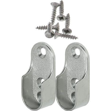 Rail Suspension Meuble Ovale OVA 2 Pièces - Support de tube d'armoire penderie pour barre ovale Acier Nickelé Tringle Cintre Fixation Support de barre de penderie en métal (1/4)