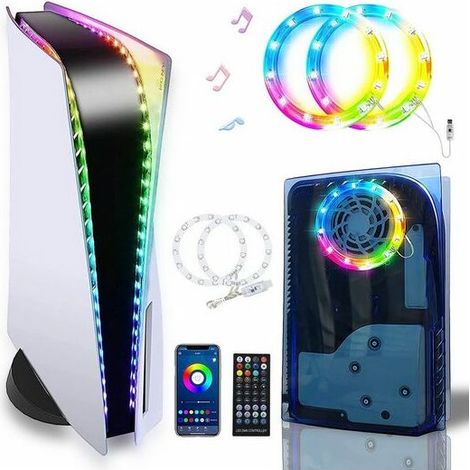 Ruban LED, Bande LED ,Bandes Lumineuses, bouton USB/télécommande/application, contrôleur PlayStation 5 8 couleurs (anneau lumineux fantôme, puce LED 5050 RVB pour bande LED RVB PS5), KINSI (1/5)