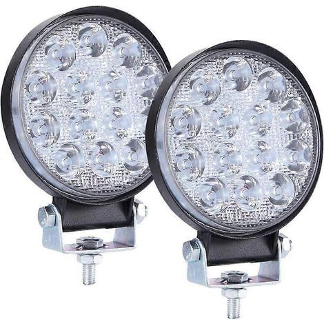 Barre lumineuse ronde à LED (2 pièces) 4,3" 42 W 14 000 lm, projecteur longue portée pour conduite tout-terrain, antibrouillard, pare-chocs de toit, camionnette, UTV, quad, voiturette de golf (1/4)
