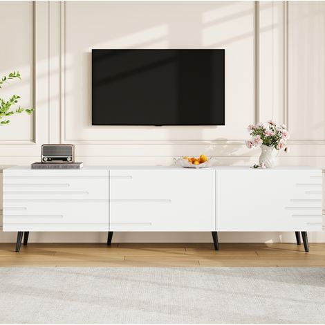 Mueble TV 180 x 40 x 48 cm, 3 puertas abatibles, diseño impreso blanco DESVIAE (1/5)
