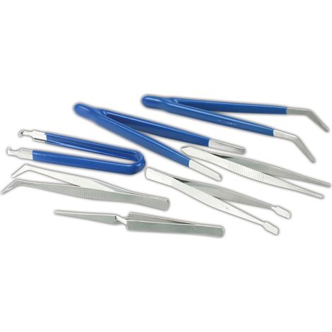 Packung mit 7 Präzisionsstahlpinzetten für Kinzo Tools (1/2)