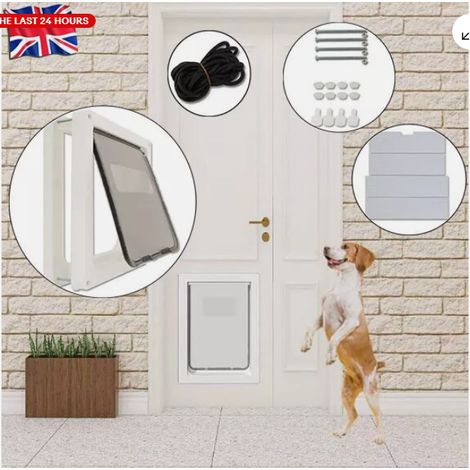 Chatière extra large pour grands chiens, porte d'entrée à double sens pour animaux de compagnie, avec verrouillage pour chats et portes murales. (1/5)
