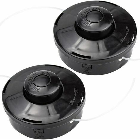 Lot de 2 Tête de débroussailleuse Universelle A6481 Nylon Bobine de Rechange de Tondeuse Débroussailleuse Tête De Coupe M10 X 1.25 pour Débroussailleuse Thermique à Essence