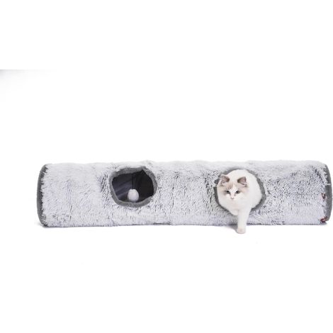 1 Tunnel Chat XXL, 120 Cm, Peluche Douce, 2s, Intérieur