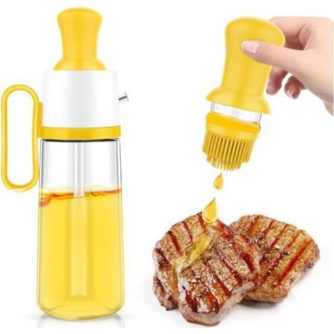 Distributeur d'huile - Qualité Alimentaire - Bouteille en Verre - Pinceau en Silicone - Étanchéité Anti-Fuite (1/4)