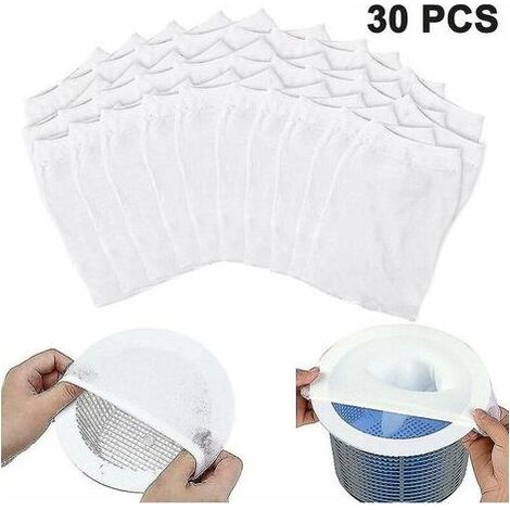 Chaussettes écumeur de piscine 30 pièces – Nylon haute qualité – Réutilisables et lavables – Pour débris fins et feuilles (1/5)
