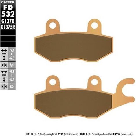 Pastiglie freno Galfer KH197 in metallo sinterizzato (oro) per uso stradale