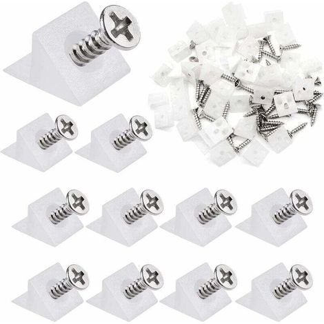 80 Pièces Cales de Réparation, Renfort Tiroir Équerre, Stabilisateurs de Tiroir, Cale Plastique D'Angle avec Vis, pour Armoires, Tiroirs ( Blanc ) (1/5)