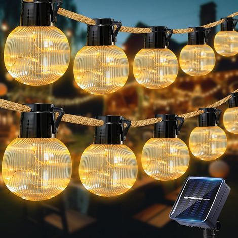 15 Ampoules Guirlande Lumineuse Exterieure Solaire Étanche IP65, 8 Modes Guirlande Solaire Exterieur Jardin Intérieur, LED Guirlande Guinguette Solaire, Guirlande Lumineuse Solaire Pour Balcon (A) (1/5)