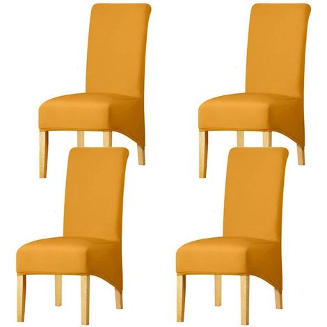 Housses de chaise extensibles pour salle à manger, lot de 4, moutarde (1/5)