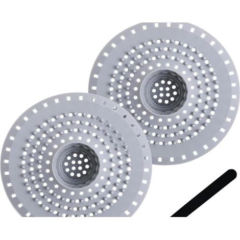 Lot de 2 crépines universelles en silicone avec ventouses — Attrape-cheveux, gris