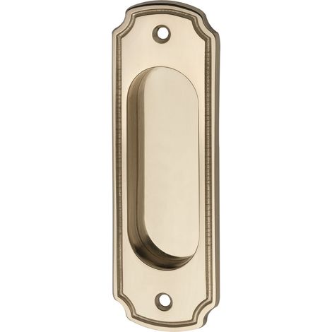 Marchesi Schiebetürmuschel rustikal, Schiebetürgriff 40x127mm, Messing poliert