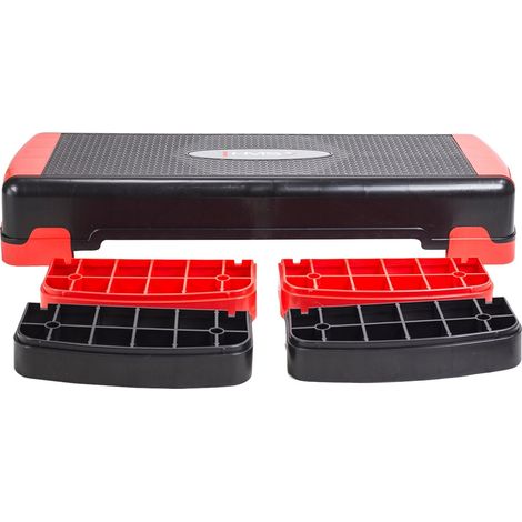 Piattaforma per step aerobico, nero-rosso, altezza regolabile (1/5)