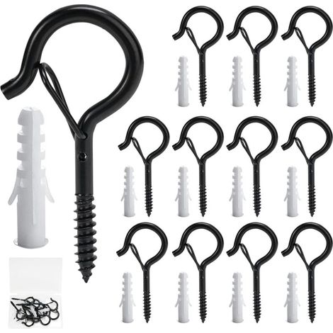 AMXCNOY Set mit 12 Schraubhaken, Wandhaken zum Einschrauben, Schraubhaken für den Außenbereich, Girlandenhaken für den Außenbereich, Dachrinnenhaken zum Aufhängen von Topfpflanzen, Weihnachtsdekoratio (1/4)