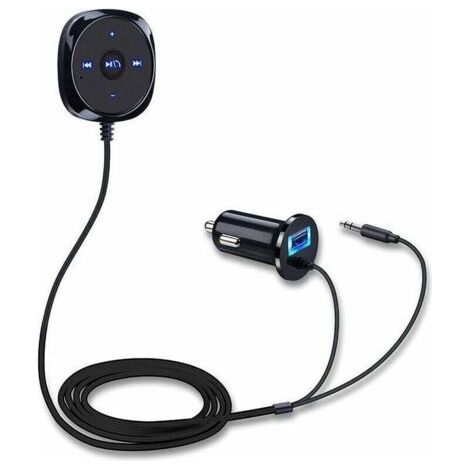 BUNTHAUS PA Récepteur Bluetooth Voiture Adaptateur Audio Mains Libres Microphone Intégré Clip Aération Chargeur USB 2.1A Noir (1/4)