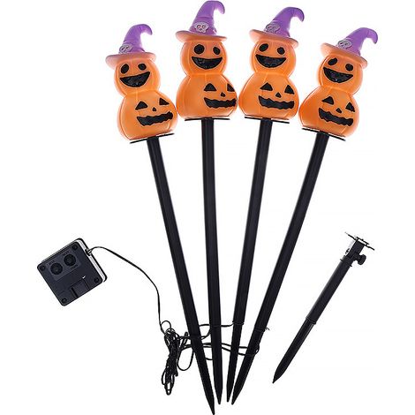 Irovami Lampes solaires citrouille d'Halloween à piquer, étanches, pour décoration extérieure de jardin, cour, allée, terrasse, ambiance de fête nocturne (1/5)