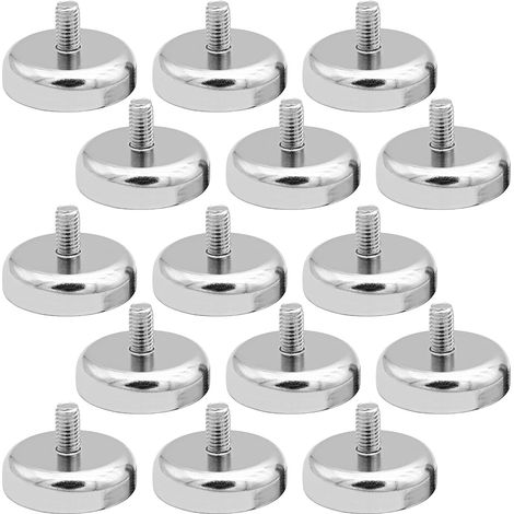 Lot De 15 Aimants Ronds En Néodyme Ø 20 Mm Avec Filetage M4, 14 Kg, Aimants Extra Puissants Pour Vis, Œillet Ou Crochet (1/5)