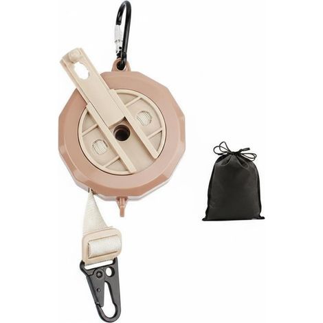 Portant à Vêtements Portable Corde à Linge Rétractable Support Vêtements Séchage Multifonction Accessoire Adapté Voiture Hôtel Camping, Rose Café, 4,3M avec Sac (1/5)