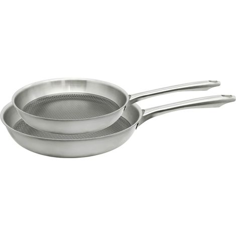 Set de 2 poêles 24 et 28 cm en acier inoxydable et revêtement sans PFAS Elo Relief Passion (1/5)