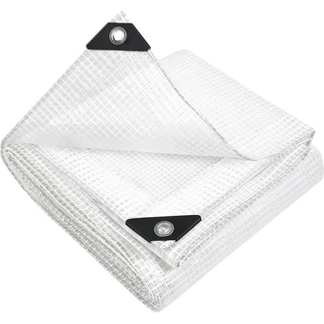 Telo Antistrappo Retinato Multiuso Telone Impermeabile Occhielli Metallici Multiuso Bordi Rinforzati Copertura Protettivo Tenda Balcone Resistente Raggi uv Trasparente Per Esterni Trasparente - 5x5m (1/5)