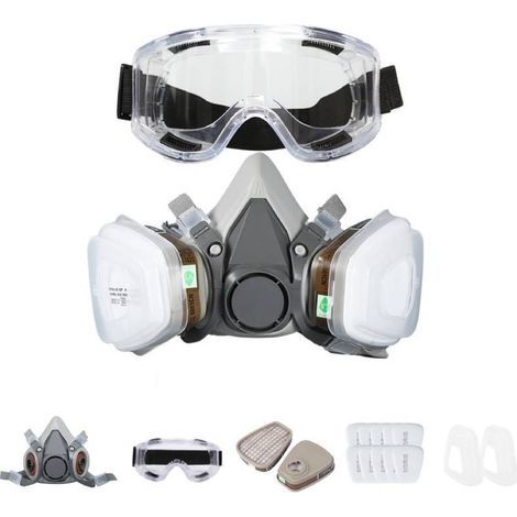 Wiederverwendbare Halbgesichtsmaske mit Filter, professionelle Maske zum Schutz vor organischen chemischen Dämpfen, geeignet für Holzbearbeitung, Autolackierung, Schleifen und Schweißen. (1/4)