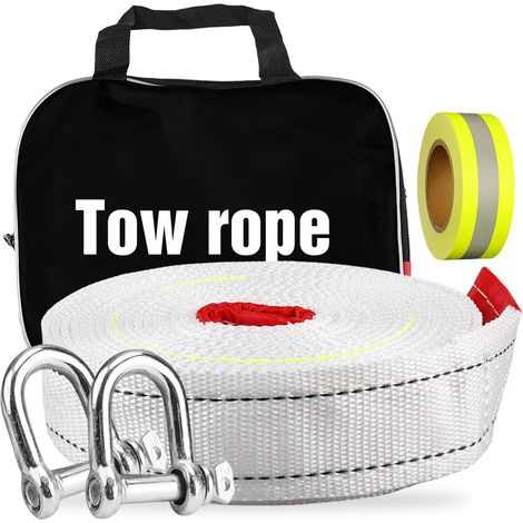 Sangle Remorquage,9 m 10 Ton Corde De Remorquage Voiture,Corde De Remorquage d'urgence De Voiture avec Sac Rangement,2 Crochets,Cordes De Remorquage pour Hors Route Urgence (1/5)