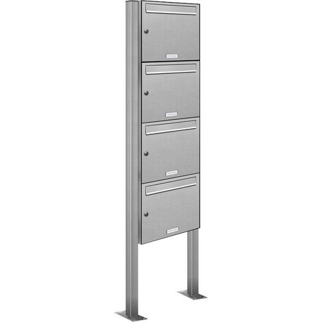 4er Edelstahl Standbriefkasten Anlage Freistehend (1/5)