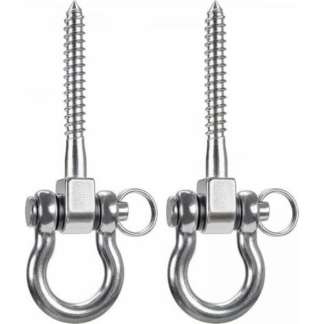 2 PCS 304 Crochets de Plafond Robustes en Acier Inoxydable, Crochets de Balançoire, Crochets avec Vis pour Chaise Suspendue de Yoga en Bois, Sac de Sable, Hamac, Fauteuil (1/4)