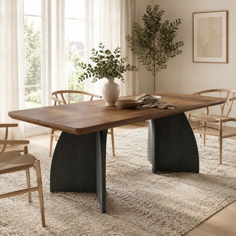 Tavolo da pranzo 160 x 80 cm per 4–6 persone, MDF, effetto noce, nero OKMYHOME (1/5)