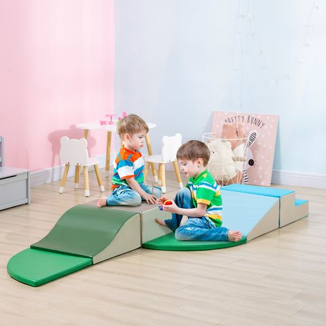 HOMCOM Parcours motricité bébé 6PCS. module motricité bébé en mousse EPE avec housse en revêtement synthétique. blocs mousse de construction. jouets éducatifs enfants d'âge préscolaire. multicolore