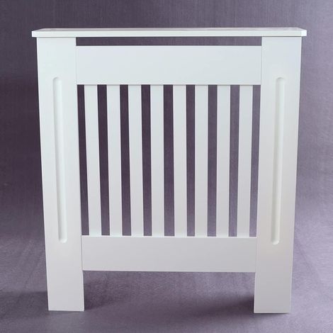 Radiators Cover, White Painted MDF Radiator Heating Cover Vertical Slat Radiator Shelf for Living Room Bedroom Hallway Cabinet - Small: H 82 x W 78x D 19 Cm (1/5)
