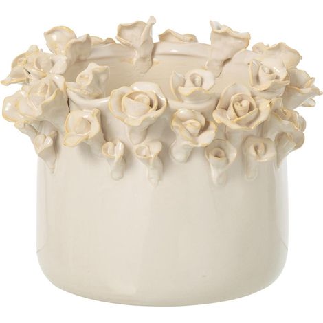 Cache-Pot Roses en Céramique "Amaury" 25cm Écru (1/2)
